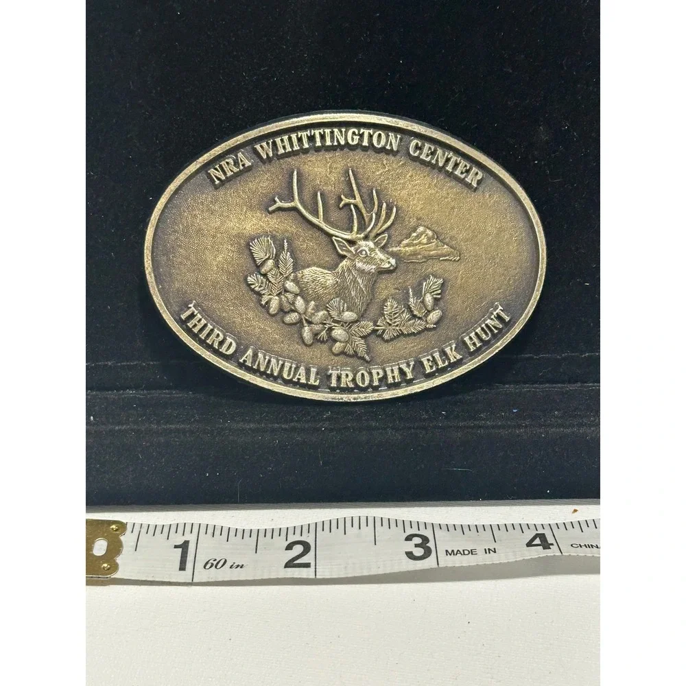 Vintage NRA Whittington Center Trophy Elk Hunt Deer Hunting Western Belt Buckle